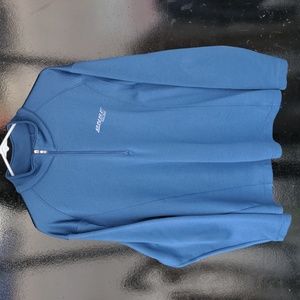 Men's medium blue textured sweater Nike golf partial zip BNSF railway logo